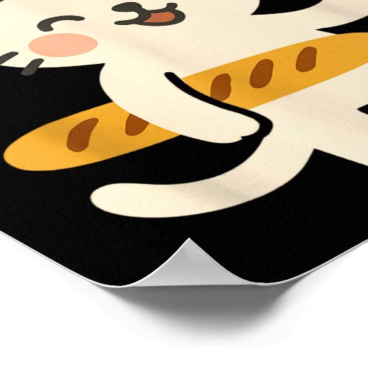 French Cat With Baguette Cute Cat Paris Funny Anim ポスター (角)