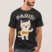 French Cat With Baguette Cute Cat Paris Funny Anim Tシャツ (正面)