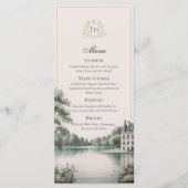 French Château Monogram Elegant Wedding Menu Card メニュー (正面)