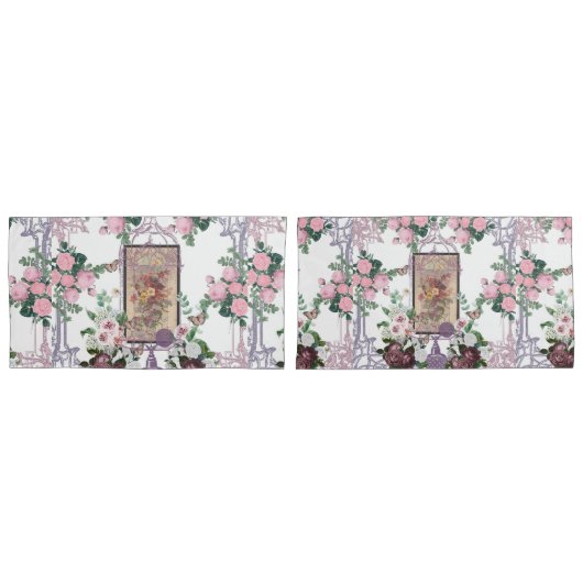 French chic,country rustic,floral pattern,roses,re 枕カバー (正面-セット)