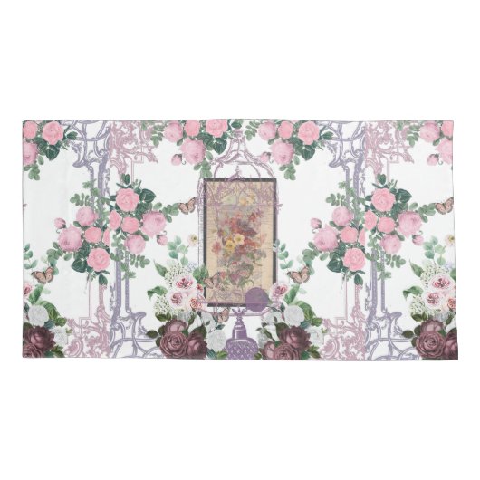 French chic,country rustic,floral pattern,roses,re 枕カバー (裏面-左)