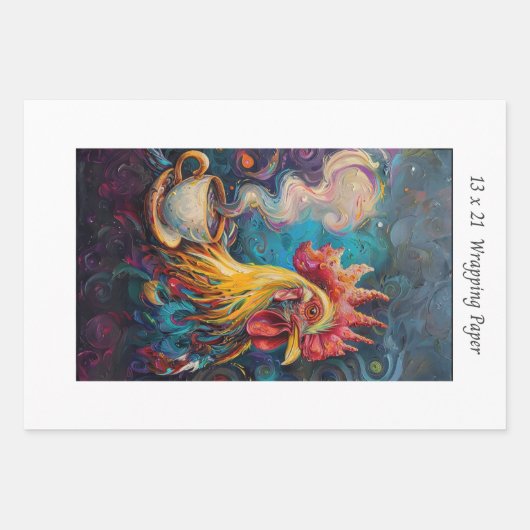 French Chickens Tea Time Decoupage  ラッピングペーパーシート (正面)