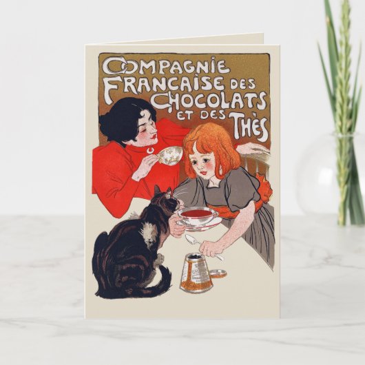 French Chocolate Party Steinlen Art カード (正面)