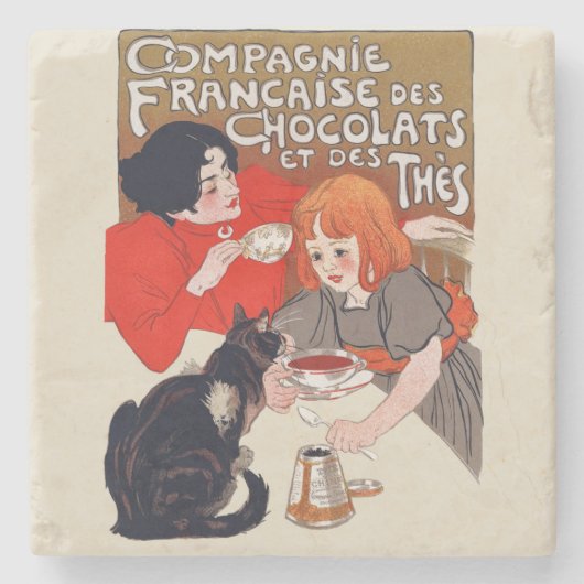 French Chocolate Party Steinlen Art ストーンコースター (正面)
