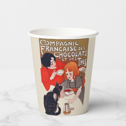 French Chocolate Party Steinlen Art 紙コップ (裏面)