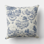 French Country - Blue & Cream Toile Countryside クッション (裏面)