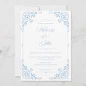 French Country Blue Filigree Wedding invitation 招待状 (正面)