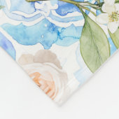 French Country Blue Tile Yellow Lemon Watercolor フリースブランケット (角)