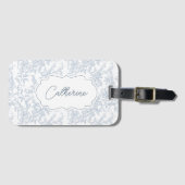French Country Blue Toile Floral Lace Personalized ラゲッジタグ (正面横)