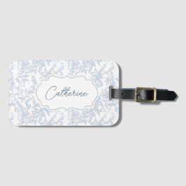 French Country Blue Toile Floral Lace Personalized ラゲッジタグ
