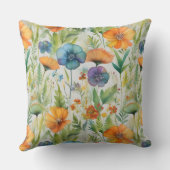 French Country Decor Watercolor Wildflowers クッション (裏面)