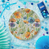 French Country Decor Watercolor Wildflowers ペーパープレート (パーティー)