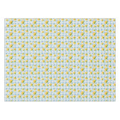 French Country Lemon Blue Floral Tile Pattern テーブルクロス (正面(横))