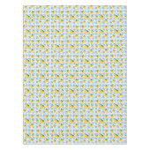 French Country Lemon Blue Floral Tile Pattern テーブルクロス (正面)
