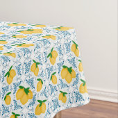 French Country Lemon Blue Floral Tile Pattern テーブルクロス (インサイチュ)