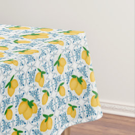 French Country Lemon Blue Floral Tile Pattern テーブルクロス