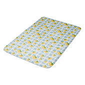 French Country Lemon Blue Floral Tile Pattern バスマット (アングル)