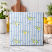 French Country Lemon  – Blue Stripe Bow タイル