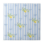 French Country Lemon  – Blue Stripe Bow タイル (正面)