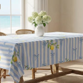 French Country Lemon – Blue Stripe Bow Pattern テーブルクロス