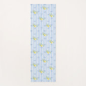 French Country Lemon – Blue Stripe Bow Pattern ヨガマット (正面)