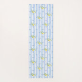 French Country Lemon – Blue Stripe Bow Pattern ヨガマット (裏面)