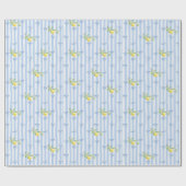 French Country Lemon – Blue Stripe Bow Pattern ラッピングペーパー (フラット)