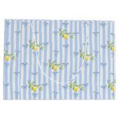 French Country Lemon – Blue Stripe Bow Pattern ラージペーパーバッグ (裏面)