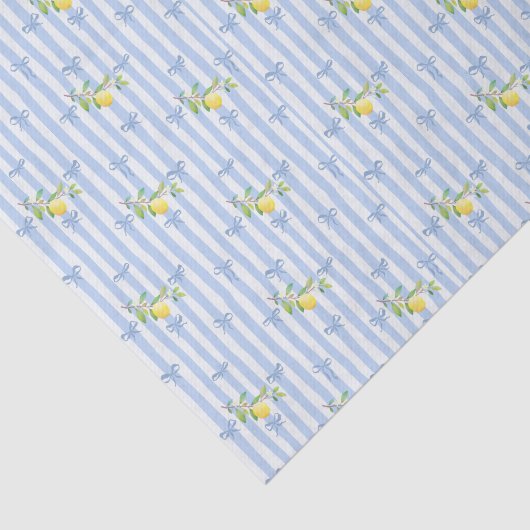 French Country Lemon – Blue Stripe Bow Pattern 薄葉紙 (詳細)