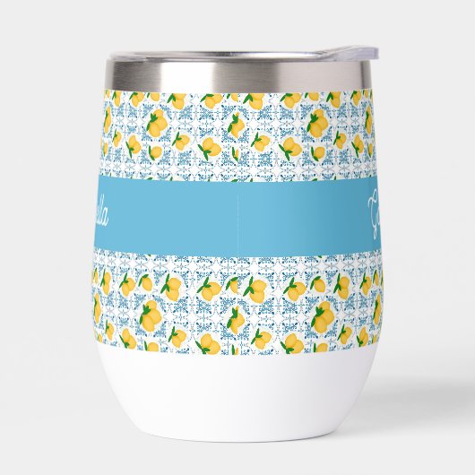 French Country Lemon Blue Tile Monogram (左面)