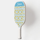French Country Lemon Blue Tile Monogram ピックルボールラケット (左)