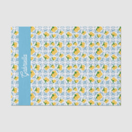 French Country Lemon Blue Tile Monogram 薄葉紙