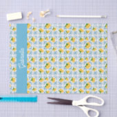 French Country Lemon Blue Tile Monogram 薄葉紙 (クラフト)