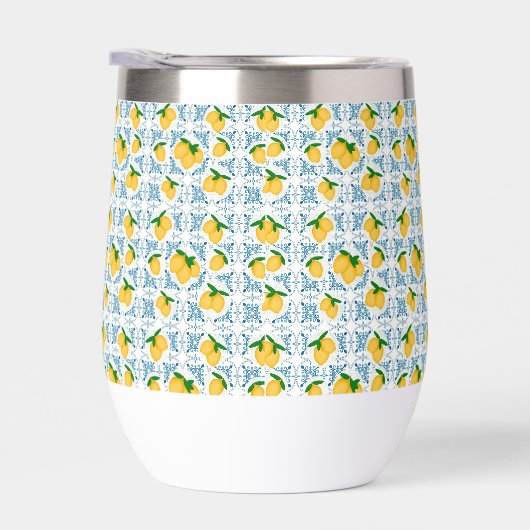 French Country Lemon Blue Tile Pattern (右面)