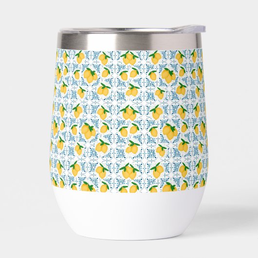 French Country Lemon Blue Tile Pattern (左面)