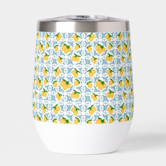 French Country Lemon Blue Tile Pattern (正面)