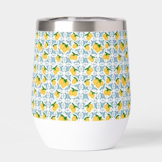 French Country Lemon Blue Tile Pattern (背面)