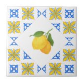 French Country Lemon Blue Tile Pattern タイル (正面)