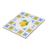French Country Lemon Blue Tile Pattern タイル (側面)