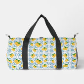 French Country Lemon Blue Tile Pattern  ダッフルバッグ (正面)