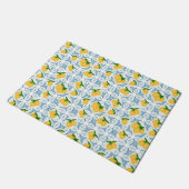 French Country Lemon Blue Tile Pattern ドアマット (アングル)