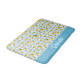 French Country Lemon Blue Tile Pattern バスマット (アングル)