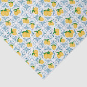 French Country Lemon Blue Tile Pattern 薄葉紙 (詳細)