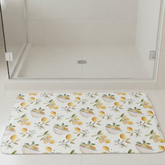 French Country Lemon Pattern Bath Mat バスマット