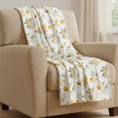 French Country Lemon Pattern Fleece Blanket フリースブランケット