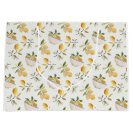 French Country Lemon Pattern Gift Bag ラージペーパーバッグ