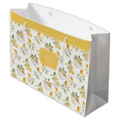 French Country Lemon Pattern Monogram Gift Bag ラージペーパーバッグ (裏面アングル)