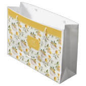 French Country Lemon Pattern Monogram Gift Bag ラージペーパーバッグ (正面アングル)
