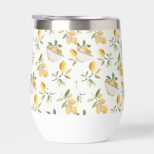 French Country Lemon Pattern Thermal Wine Tumbler (右面)