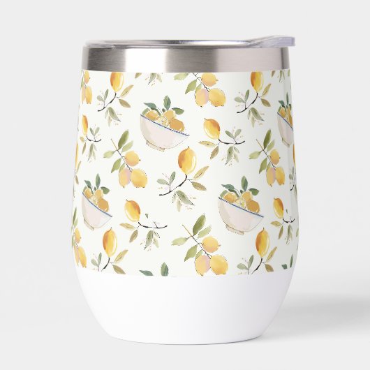 French Country Lemon Pattern Thermal Wine Tumbler (左面)